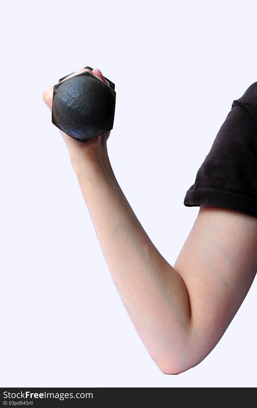 Close up of woman hand lift dumbbell. Close up of woman hand lift dumbbell