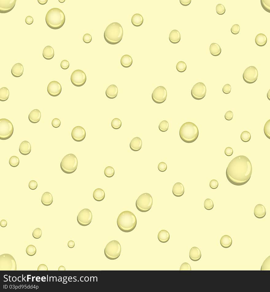 Water droplets on a pale yellow background in a seamless background. Water droplets on a pale yellow background in a seamless background