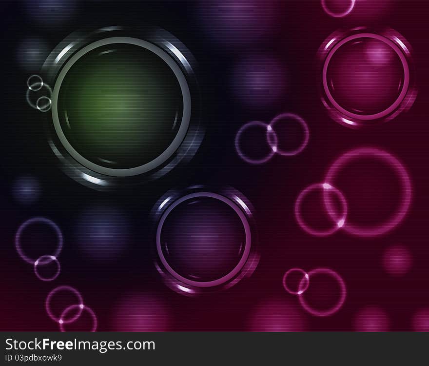 Abstract background with metallic circles and stripes. Abstract background with metallic circles and stripes