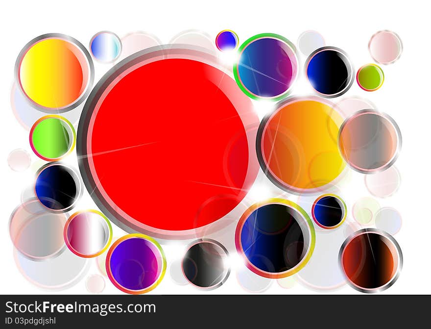 The circular bands of different colored icons. The circular bands of different colored icons