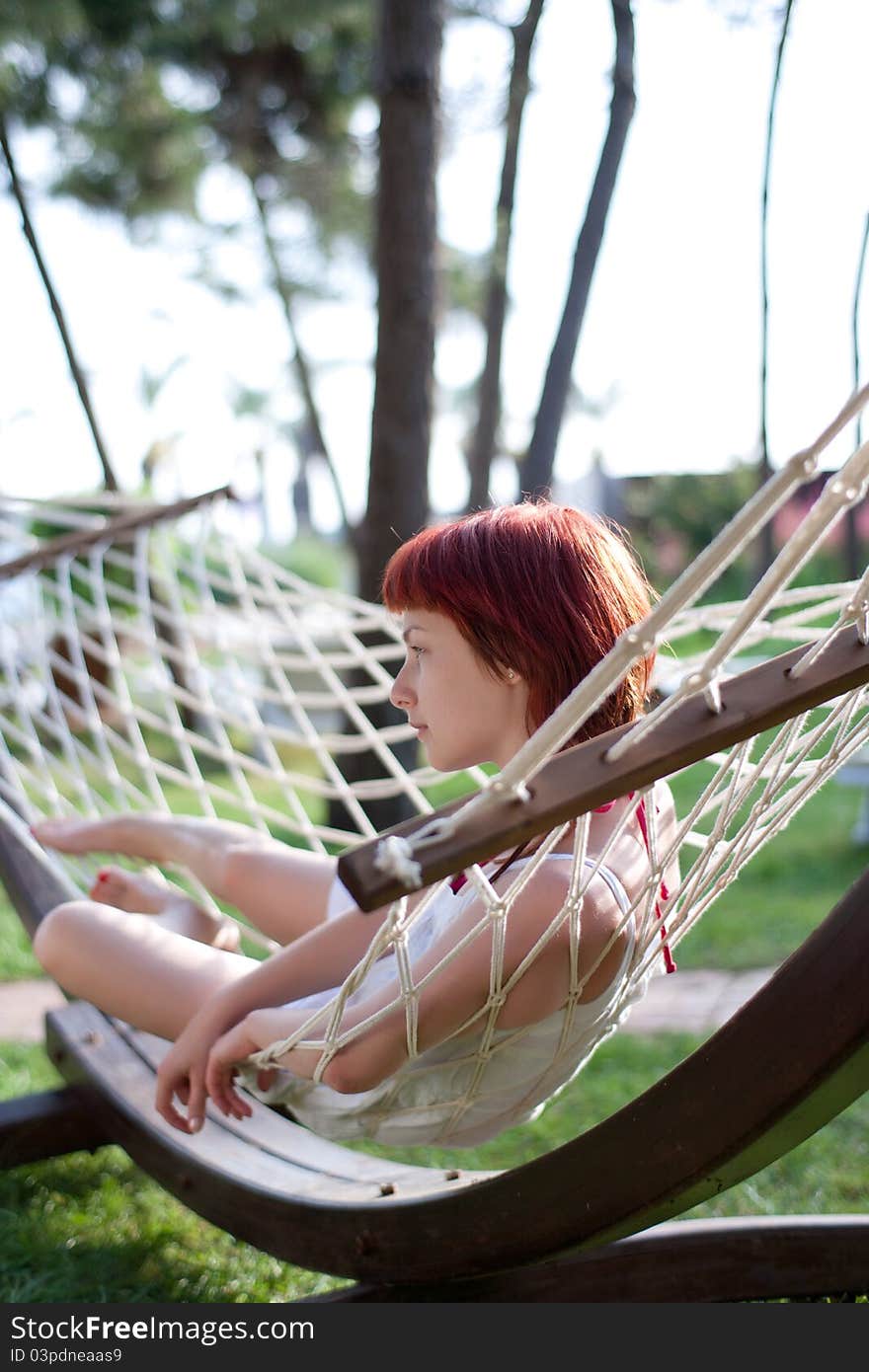 Young woman in hammock