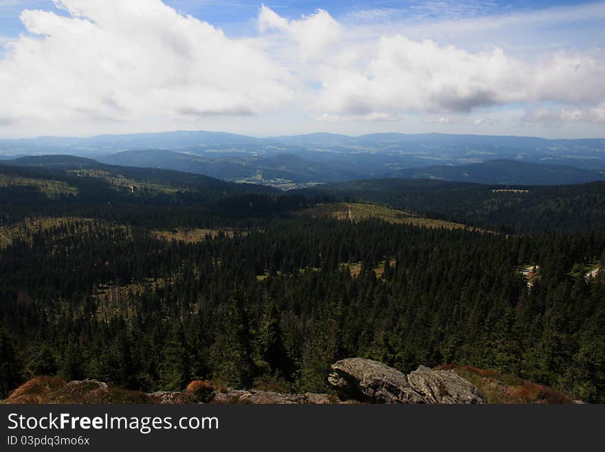 Hiking on the Arber in the bavarian mountains