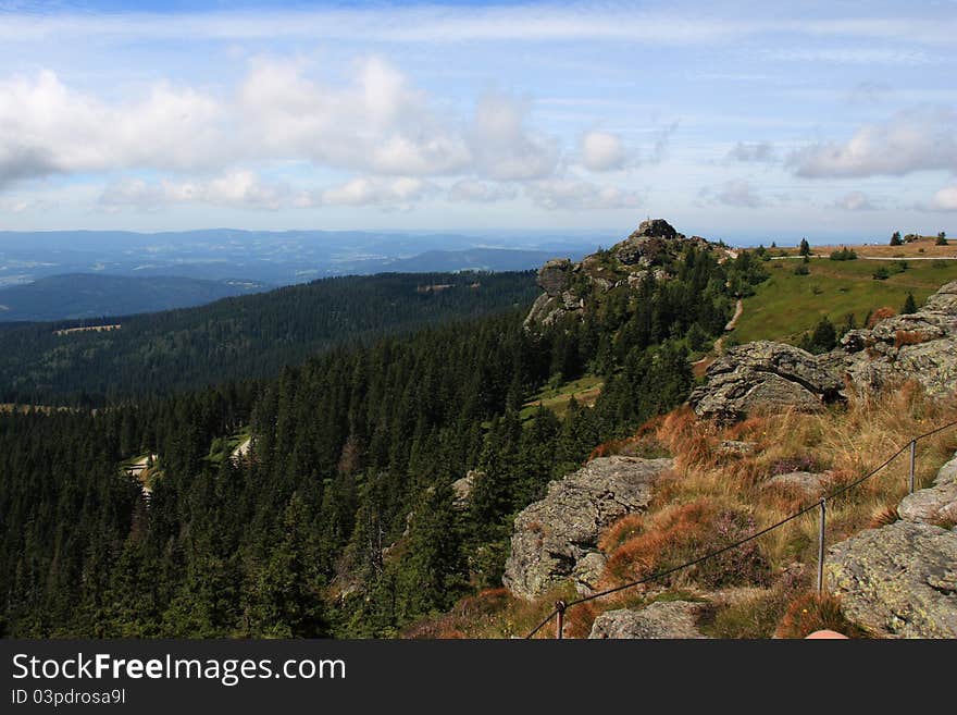 Hiking on the Arber in the bavarian mountains