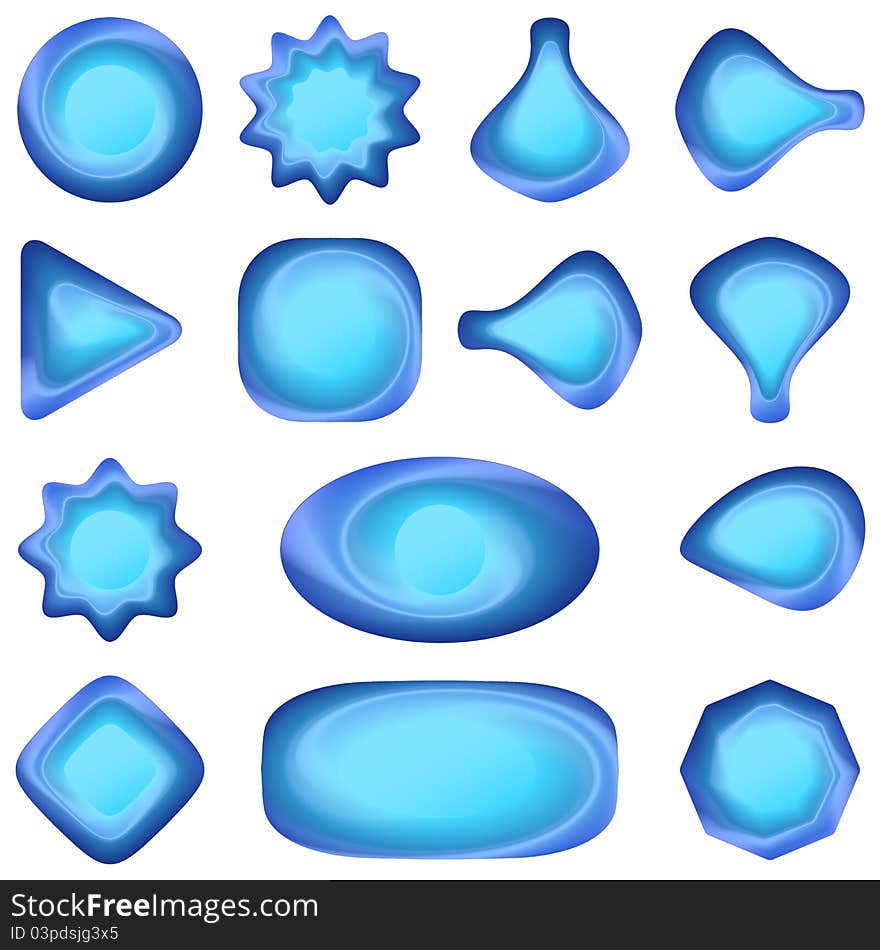 Vector eps10, set of blue icons, buttons different forms. Vector eps10, set of blue icons, buttons different forms