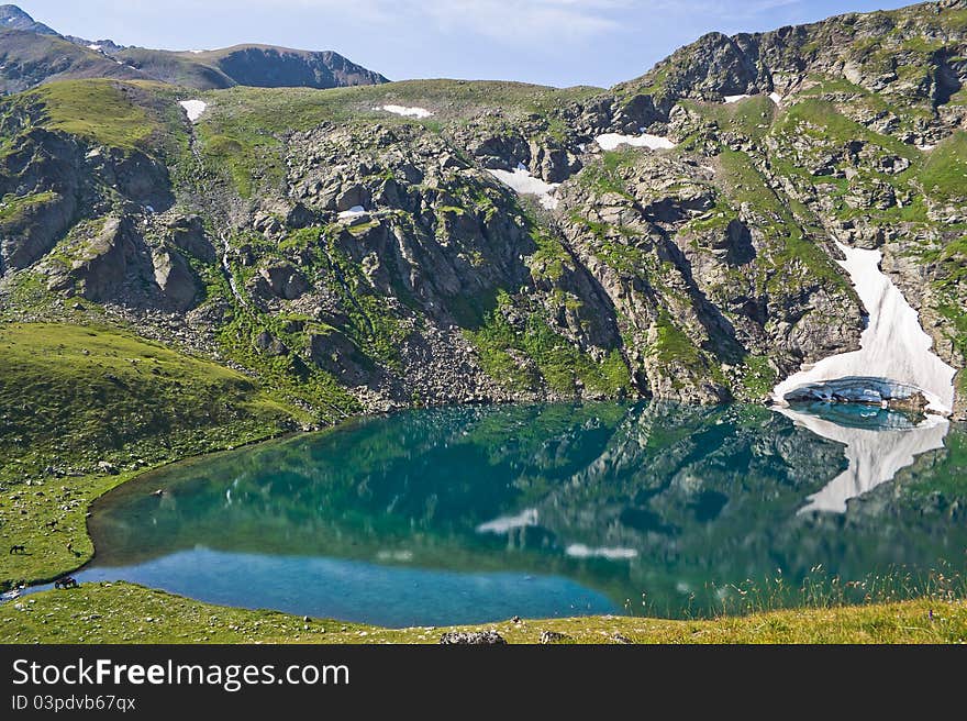 Pure mountain lake in Kavkaz, Russia