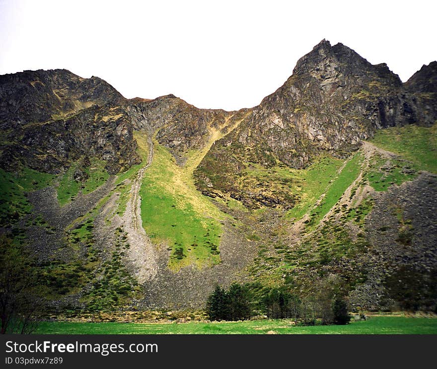 Norway, Lofonten island, mountains in summer time. Norway, Lofonten island, mountains in summer time