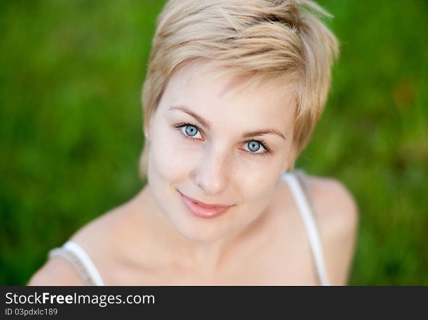 Closeup portrait of a beautiful young woman