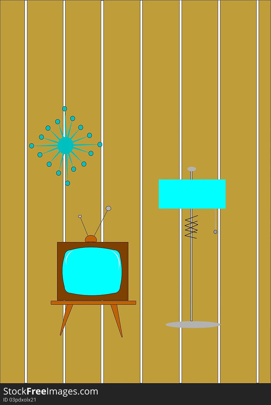 Retro Lamp And Tv