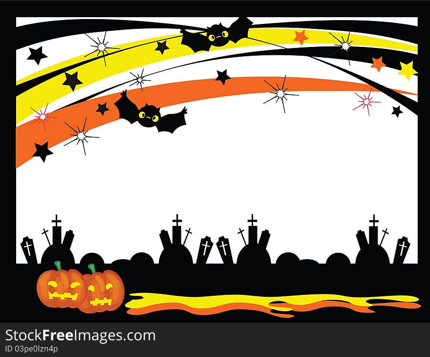 Halloween background frame with halloween elements.