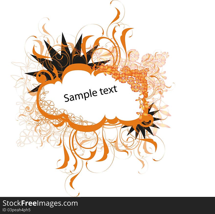 Orange and black floral banner