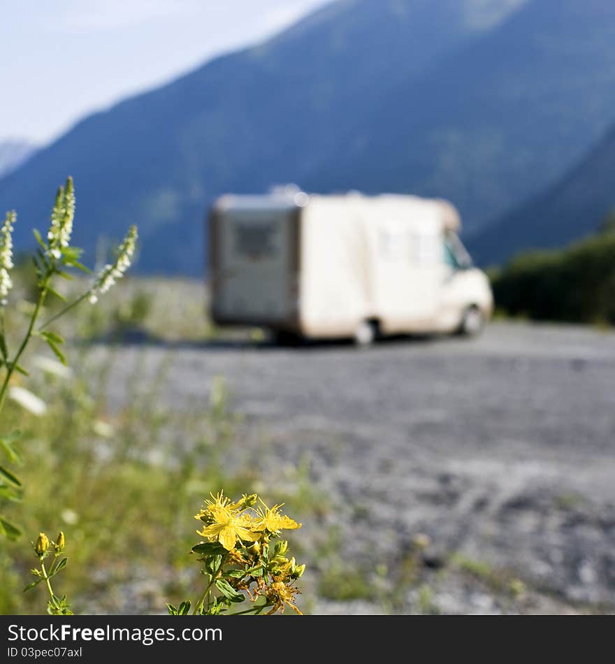 Auto Camper. Motor home in nature. Auto Camper. Motor home in nature