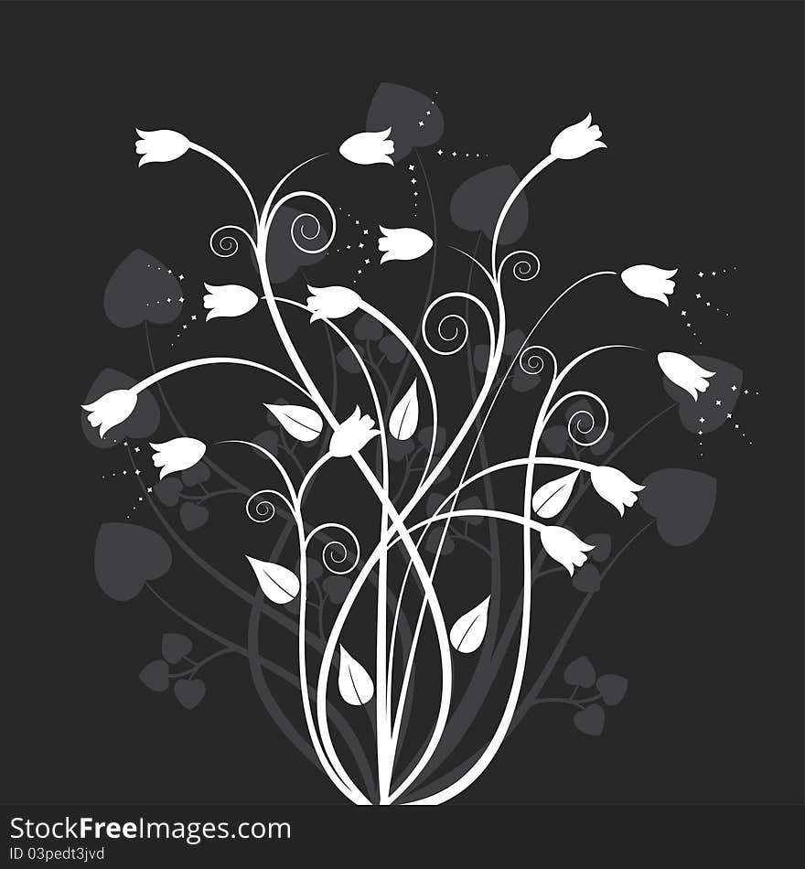 Floral art background black concept. Floral art background black concept