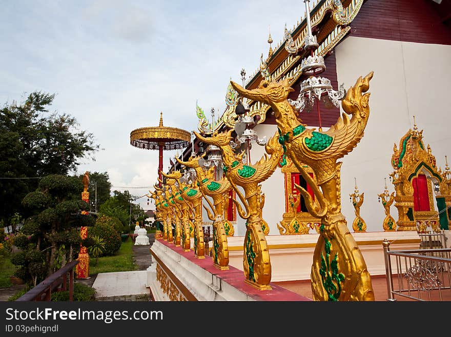 Golden swan statue in thai temple. Golden swan statue in thai temple