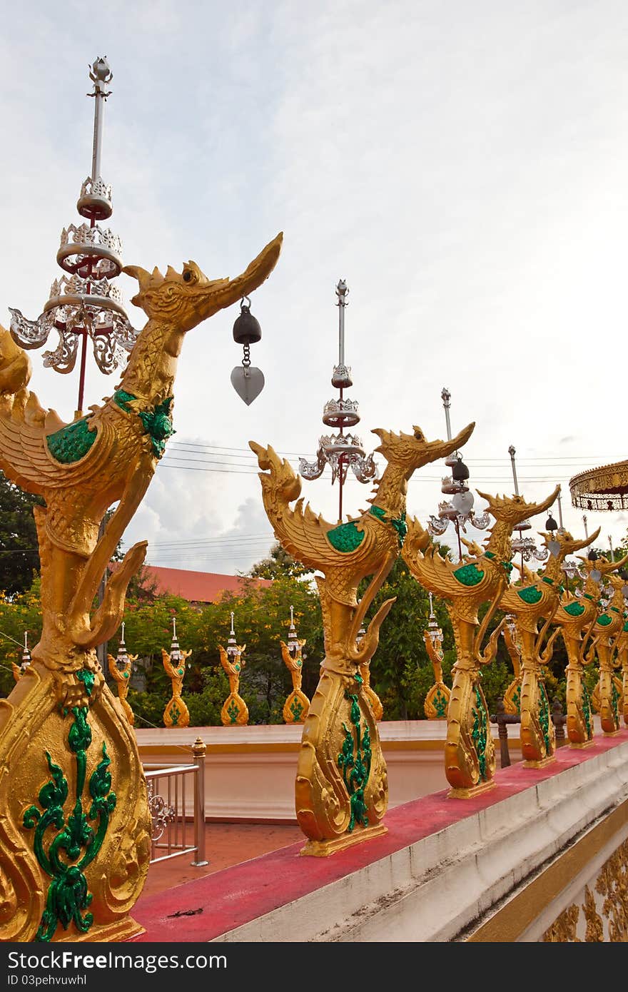 Golden swan statue in thai temple. Golden swan statue in thai temple