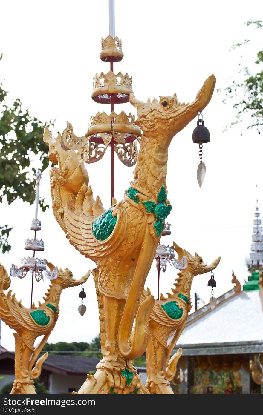 Golden swan statue in thai temple. Golden swan statue in thai temple