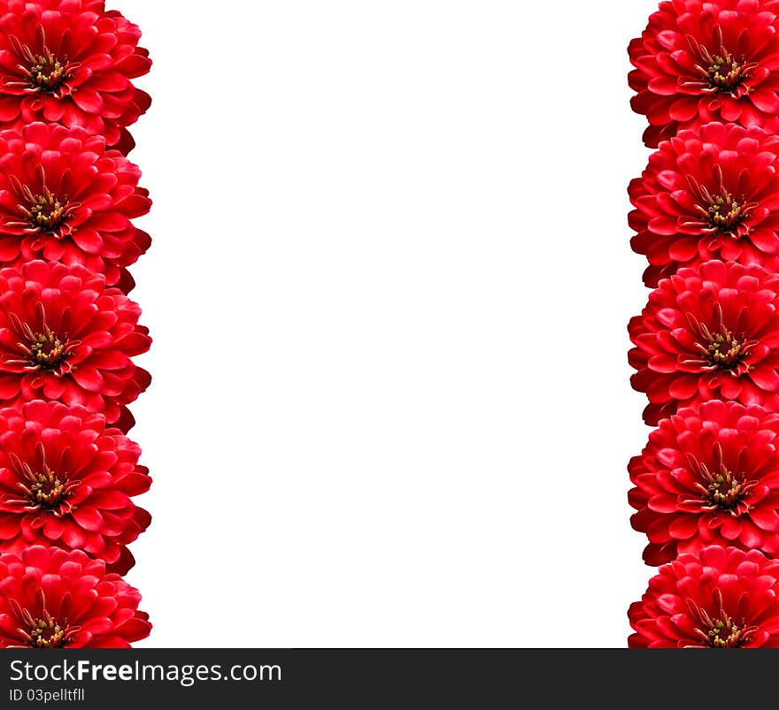 Red Flowers Frame on White Background. Red Flowers Frame on White Background