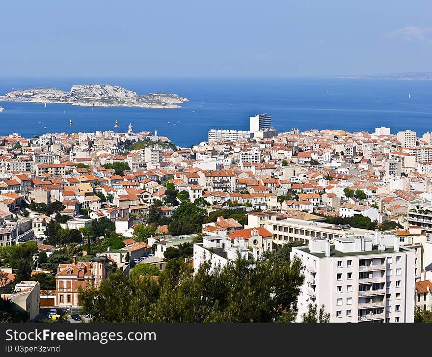 View Port of Marseille France and the If castle