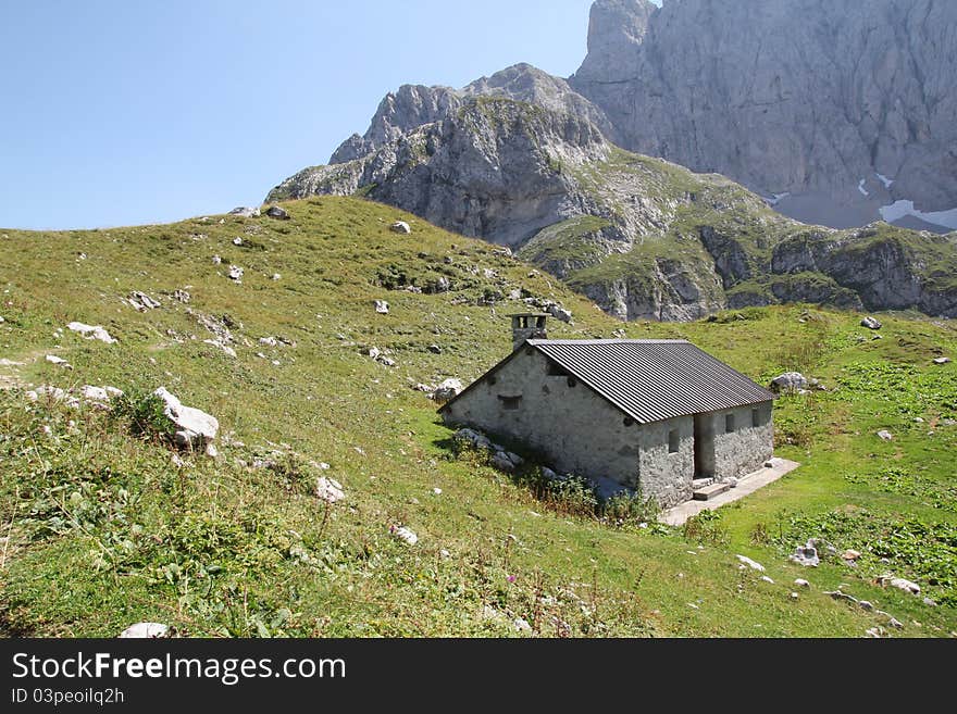 Isolated house in a mountain