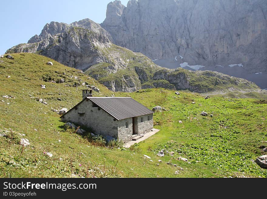 Isolated house in a mountain