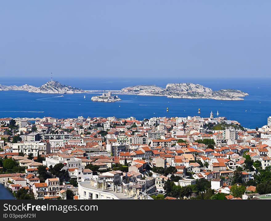 View Port of Marseille France and the If castle