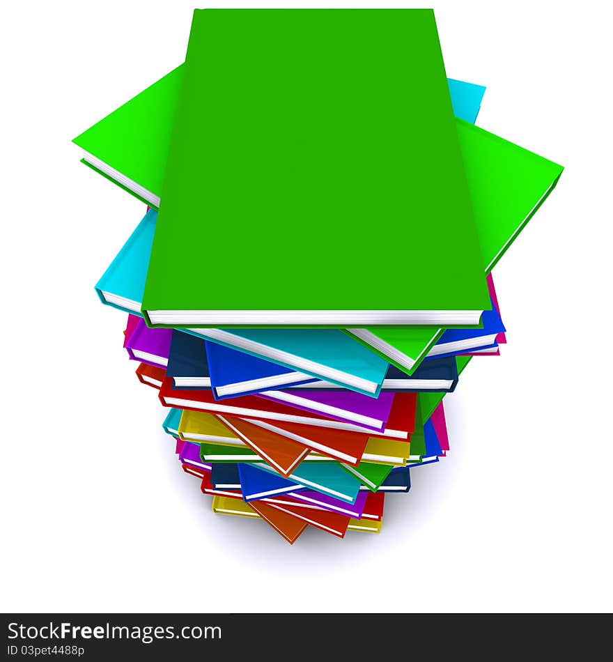 A stack of colorful books. 3d rendering