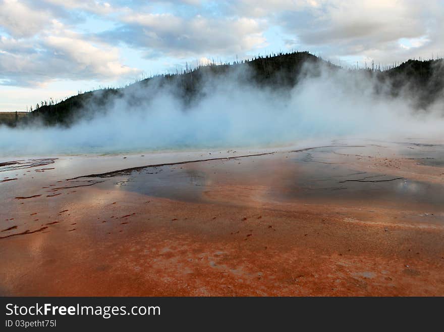 Colorful fountain pool at yellowstone national park