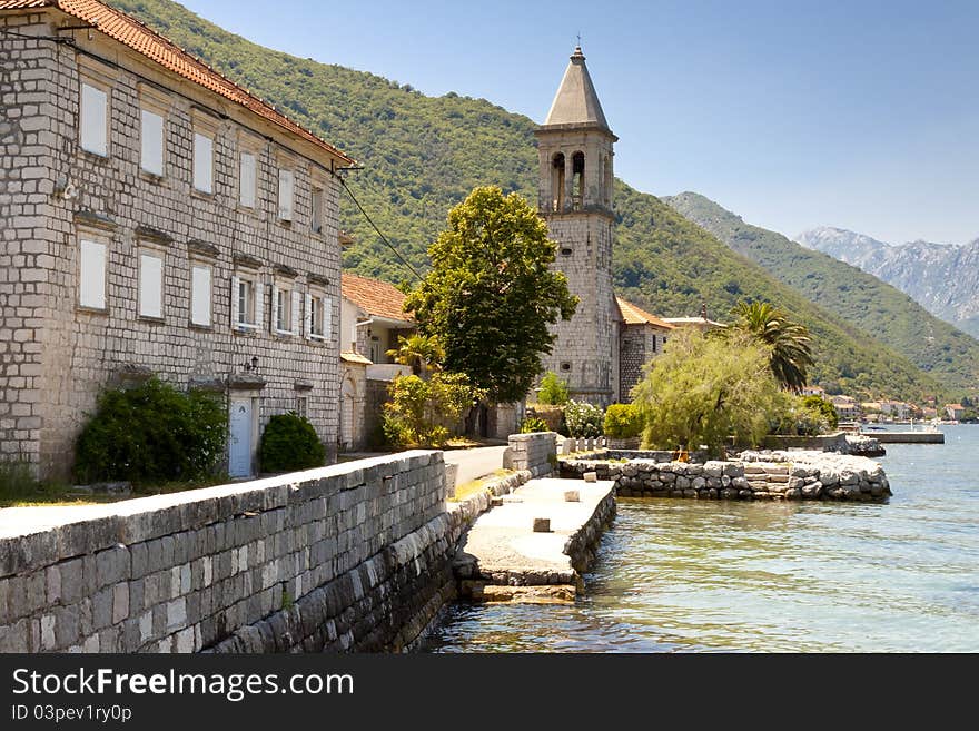 Beauty sea, summer day in Montenegro. Bay of Kotor - UNESCO. Beauty sea, summer day in Montenegro. Bay of Kotor - UNESCO.