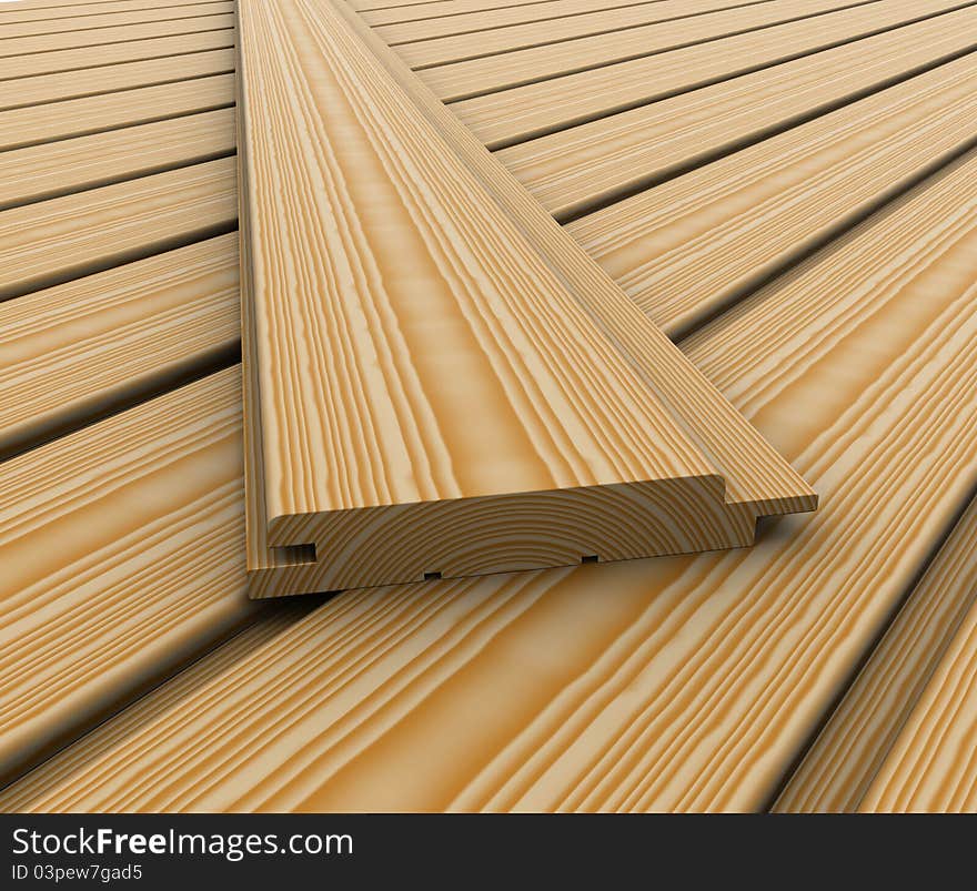 One Wooden board on the boards. 3d rendering. One Wooden board on the boards. 3d rendering