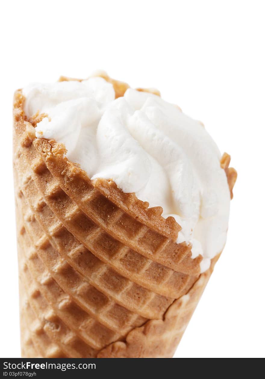 Ice-cream in a cone isolated over white background