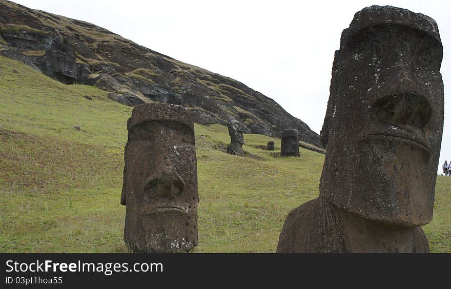 Moai statues in Easter Island. Moai statues in Easter Island