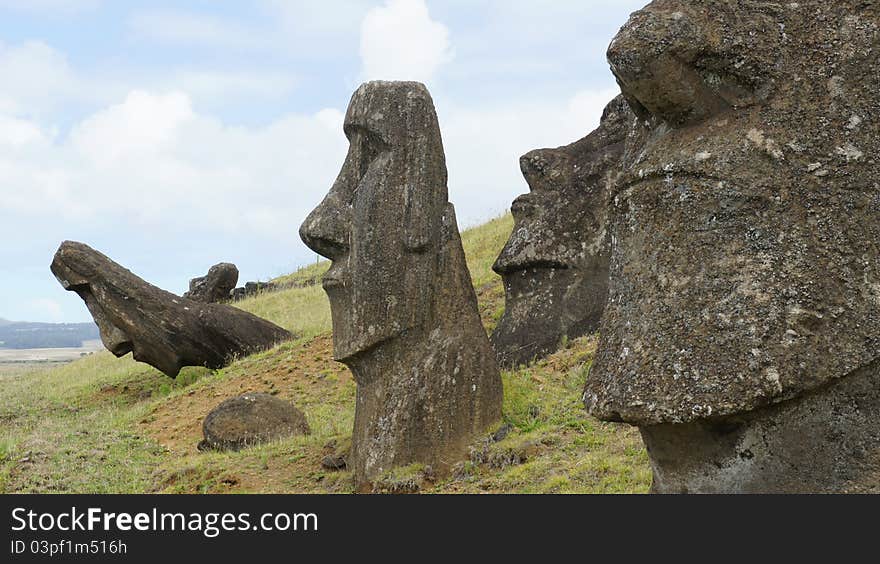 Moai statues in Easter Island. Moai statues in Easter Island