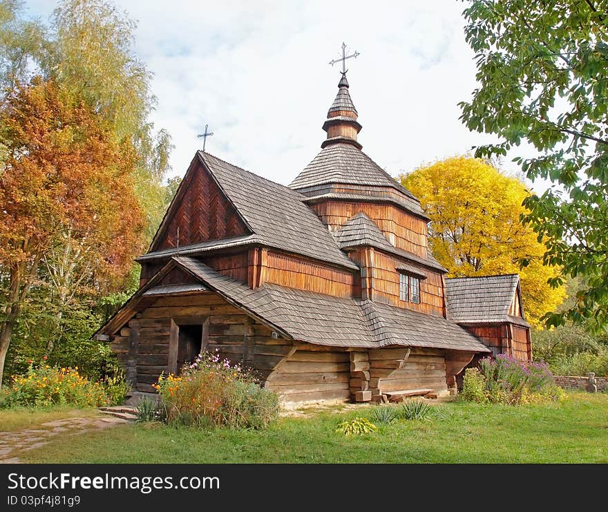 Old wooden church, 19 century Kiev Ukraine