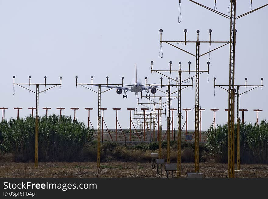 Plane coming to the airport of Malaga.