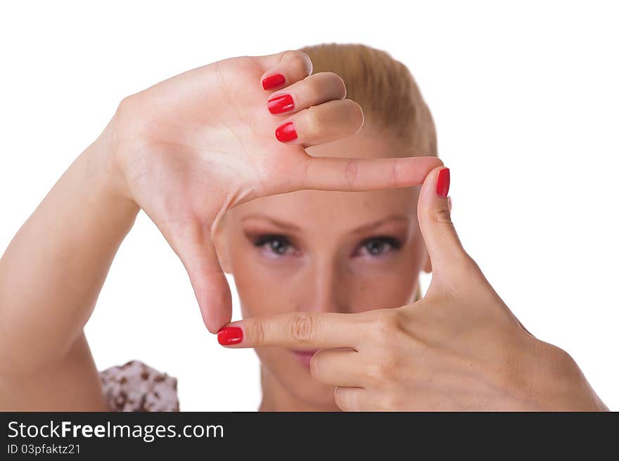 Beautyfull Woman Creating A Frame With Fingers