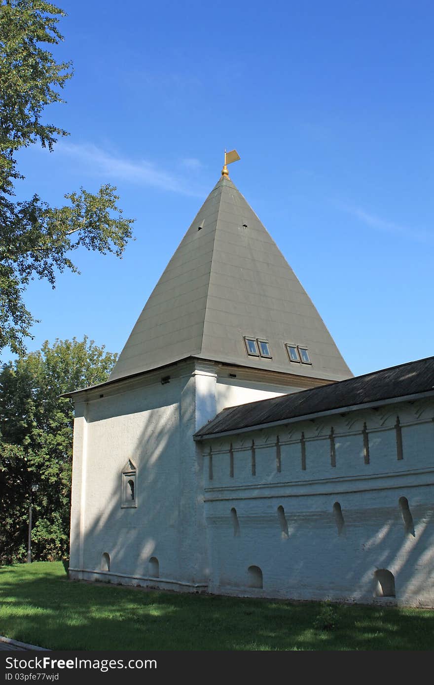 Wall's Tower of the Andronnikov monastery in Moscow