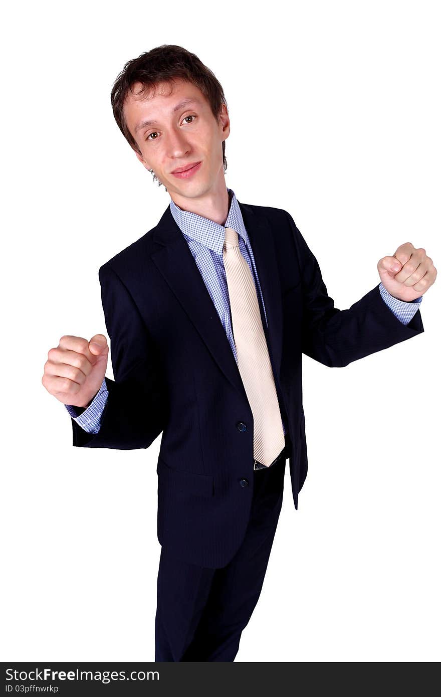 Businessman gesturing OK in studio