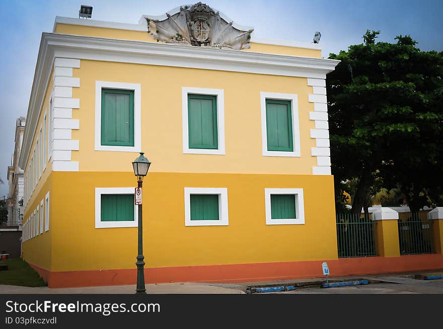 Yellow Home in Old San Juan in puerto rico. Yellow Home in Old San Juan in puerto rico