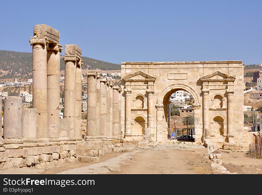 North Gate, Jerash in Jordan. North Gate, Jerash in Jordan