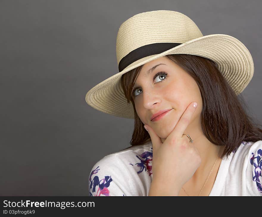 Woman with white hat