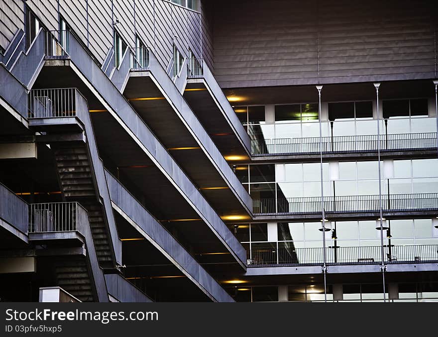 Office building with external stairs