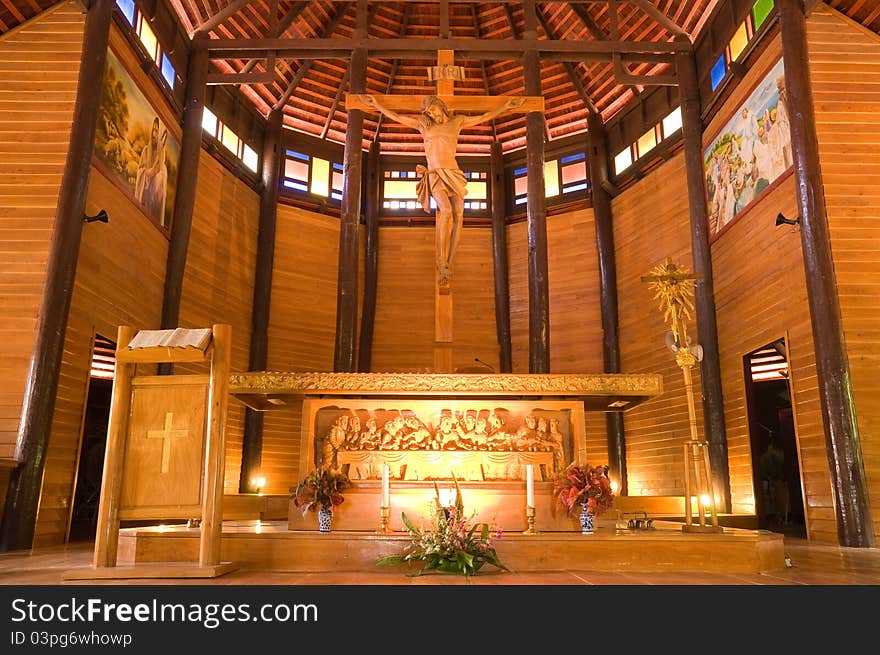 Wooden Church In Thailand