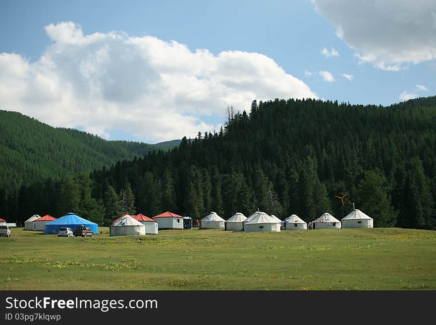 Tent under the blue sky holiday. Tent under the blue sky holiday