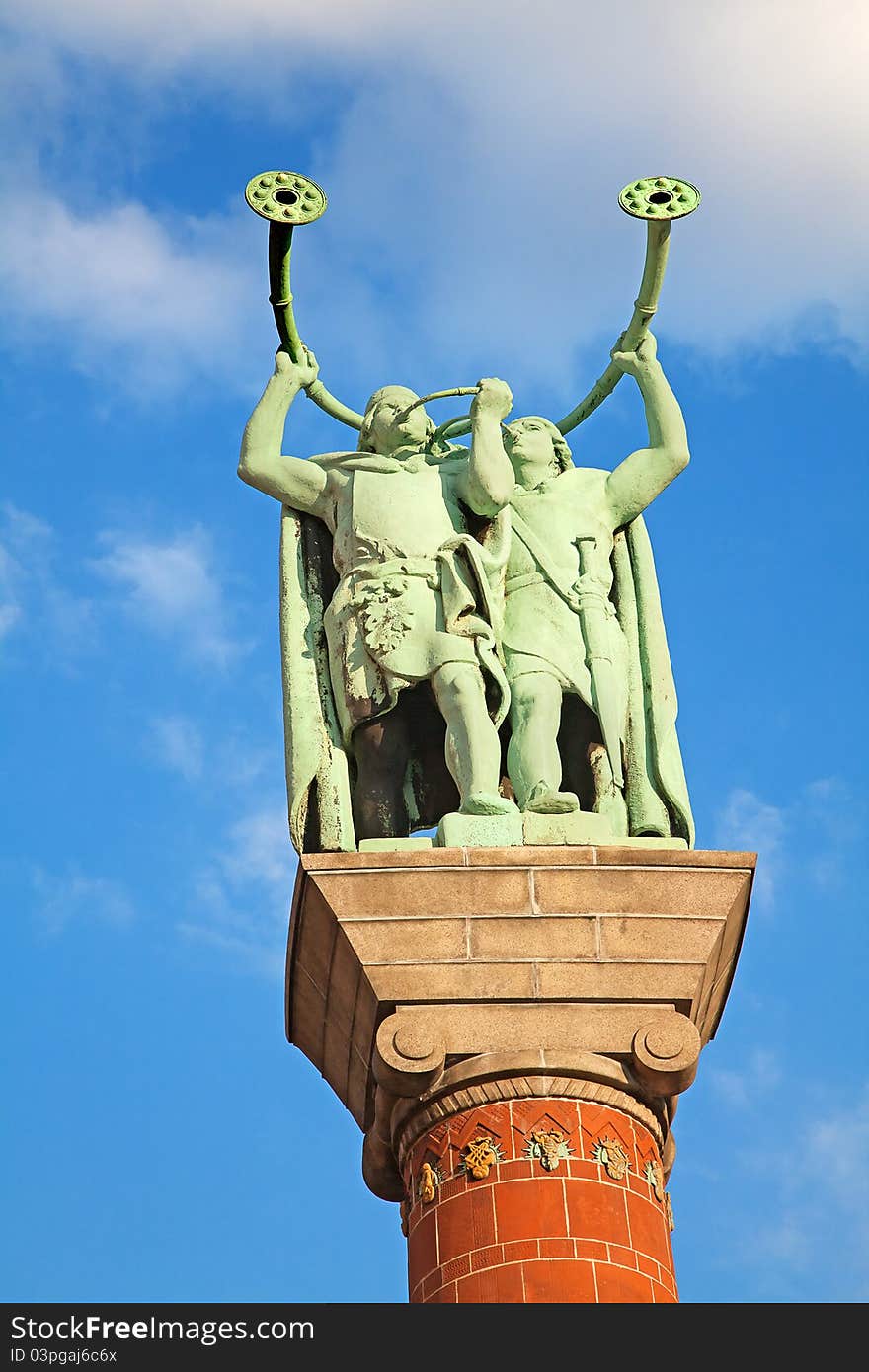 Lure Blowers statue near City Hall in Copenhagen, Denmark