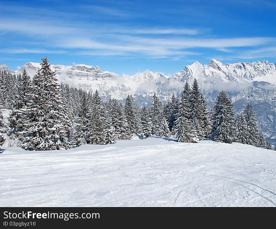 Winter in the swiss alps, Switzerland. Winter in the swiss alps, Switzerland