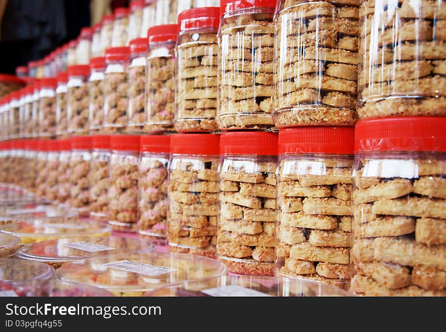 Tradition Malaysian new year cookies on display. Tradition Malaysian new year cookies on display