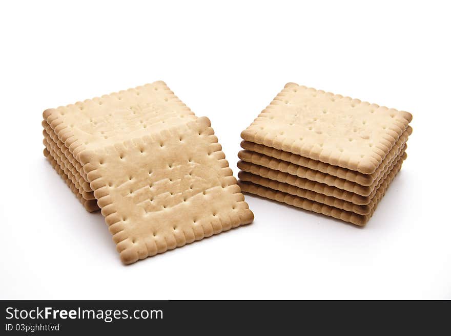 Cookies crisp and onto white background