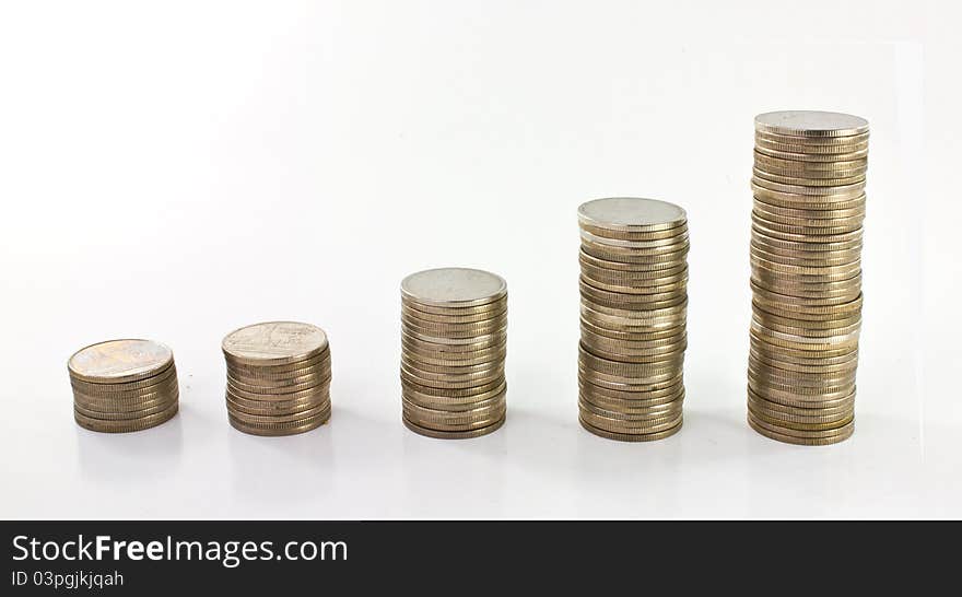 Coins in stack on with background