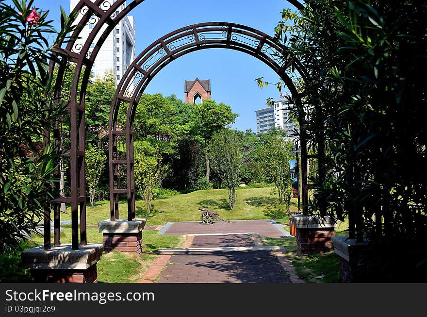 Arched door of a park