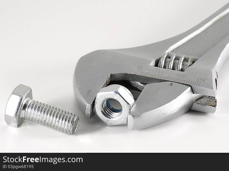 Adjustable spanner isolated on white background. Adjustable spanner isolated on white background