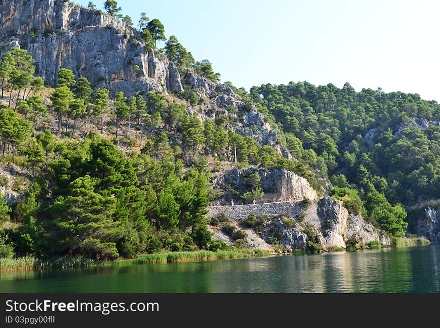 Mountainous landscape crossed by the river, Croatia